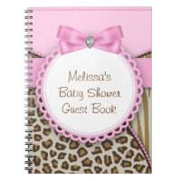 Sweet Safari Pink and Brown Baby Shower Guest Book