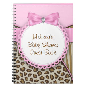 Sweet Safari Pink and Brown Baby Shower Guest Book