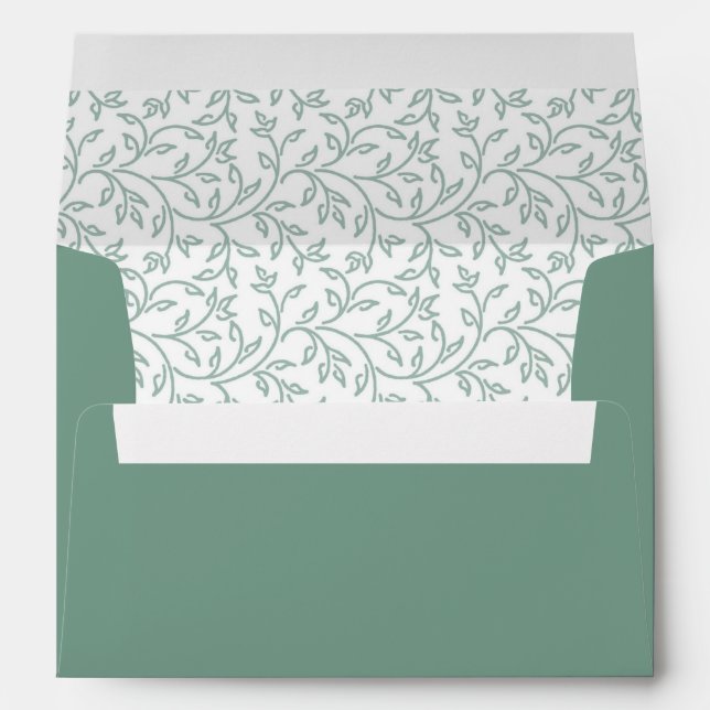 Sweet Sage Green Floral Wedding Envelopes (Back (Bottom))