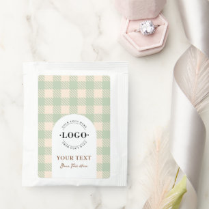 Sweet sage green light green plaid gingham wedding tea bag drink mix