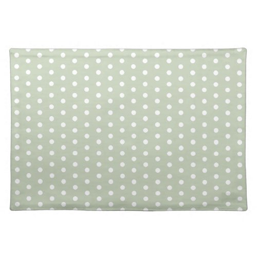 Sweet Sage Green Whte Polkadots Vintage  Cloth Placemat