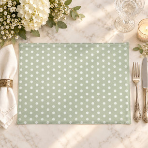 Sweet Sage Green Whte Polkadots Vintage Cloth Placemat
