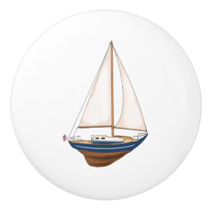 Sweet Sailboat Nautical Nursery Coastal Kids Room Ceramic Knob