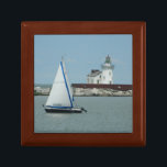 Sweet Sailing Cleveland Gift Box<br><div class="desc">Dreamy scene of a beautiful day in Cleveland,  Ohio- wonderful 103 year old lighthouse in Cleveland Harbor,  with a cool sailboat cruising by. Nice nautical gift !</div>
