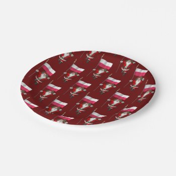 Sweet Saint Nicholas With Banner Of Poland Paper Plates by santa_world_flags at Zazzle