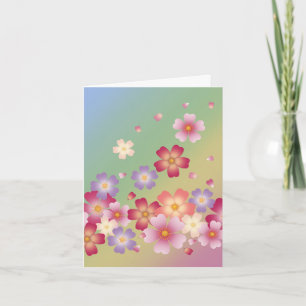 Sweet Sakura Blossoms Kimono Style Rainbow Note Card