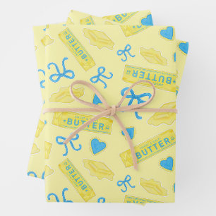 Sweet & Salty Butter Bows and Hearts Pattern Wrapping Paper Sheets