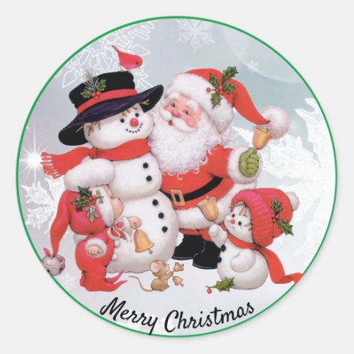 Sweet Santa and Snowman Christmas Seal Sticker