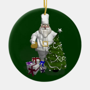 Sweet Santa Claus Chef Ceramic Ornament