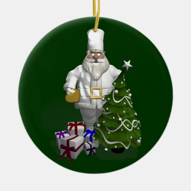 Sweet Santa Claus Chef Ceramic Ornament (Front)