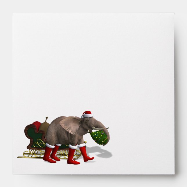 Sweet Santa Claus Elephant Envelope (Front)