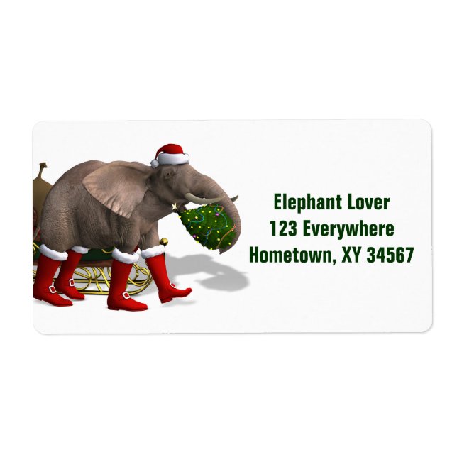 Sweet Santa Claus Elephant Label (Front)