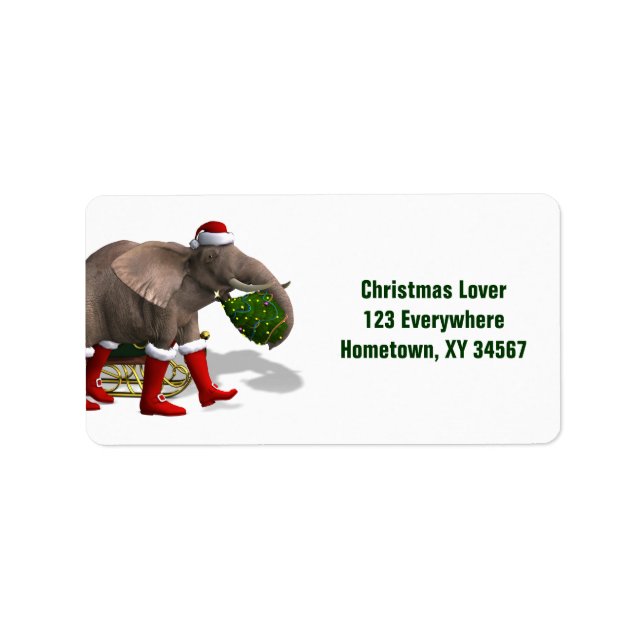 Sweet Santa Claus Elephant Label (Front)