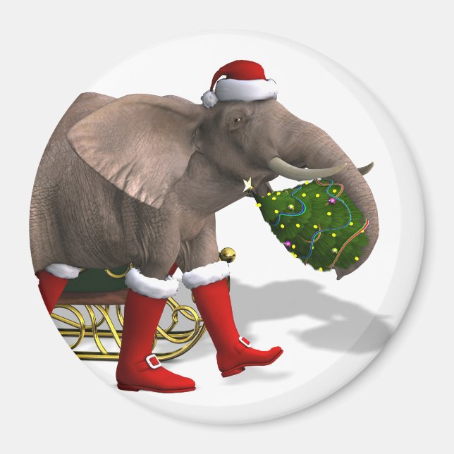 Sweet Santa Claus Elephant Magnet (Front)