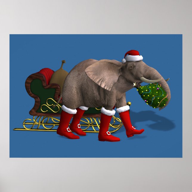 Sweet Santa Claus Elephant Poster (Front)