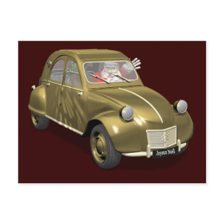 Sweet Santa Claus In Citroen 2CV Holiday Postcard