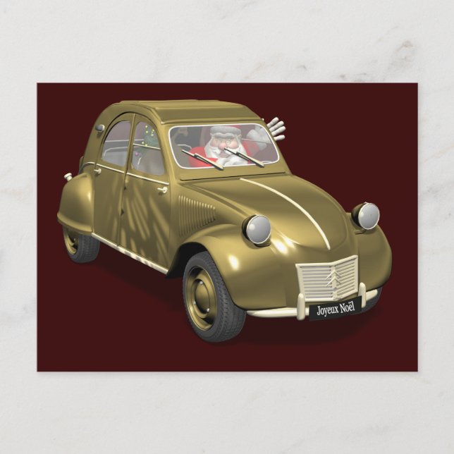 Sweet Santa Claus In Citroen 2CV Holiday Postcard (Front)
