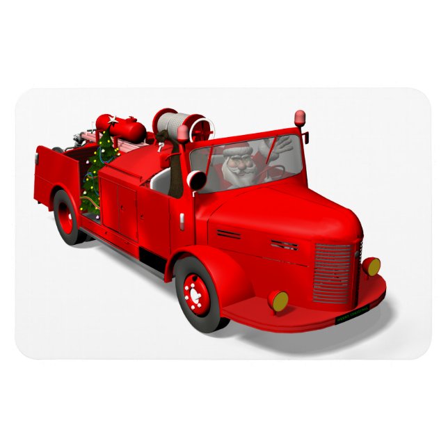 Sweet Santa Claus In Fire Engine Magnet (Horizontal)