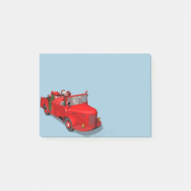 Sweet Santa Claus In Fire Engine Post-it Notes (Front)