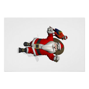Sweet Santa Claus Loves Macaws Parrots Poster