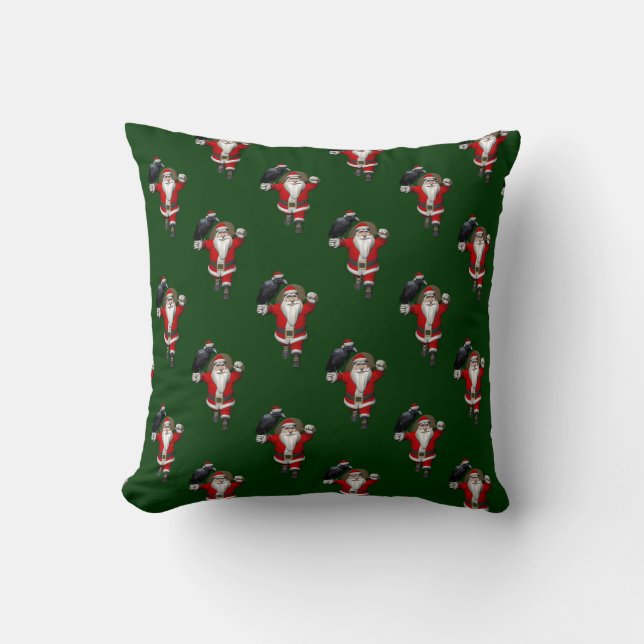 Sweet Santa Claus Loves Ravens Throw Pillow (Front)