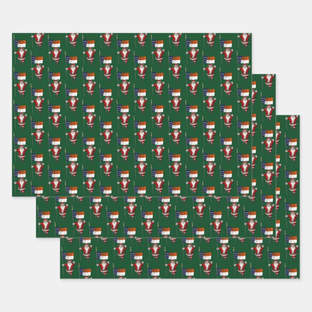 Sweet Santa Claus Visiting North Carolina Wrapping Paper Sheets (Set)