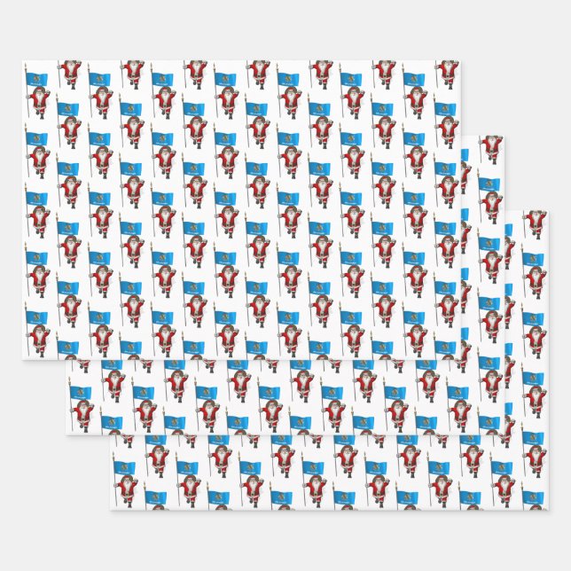 Sweet Santa Claus Visiting Oklahoma Wrapping Paper Sheets (Set)
