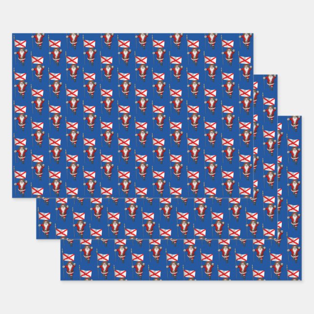 Sweet Santa Claus Visits Alabama Wrapping Paper Sheets (Set)