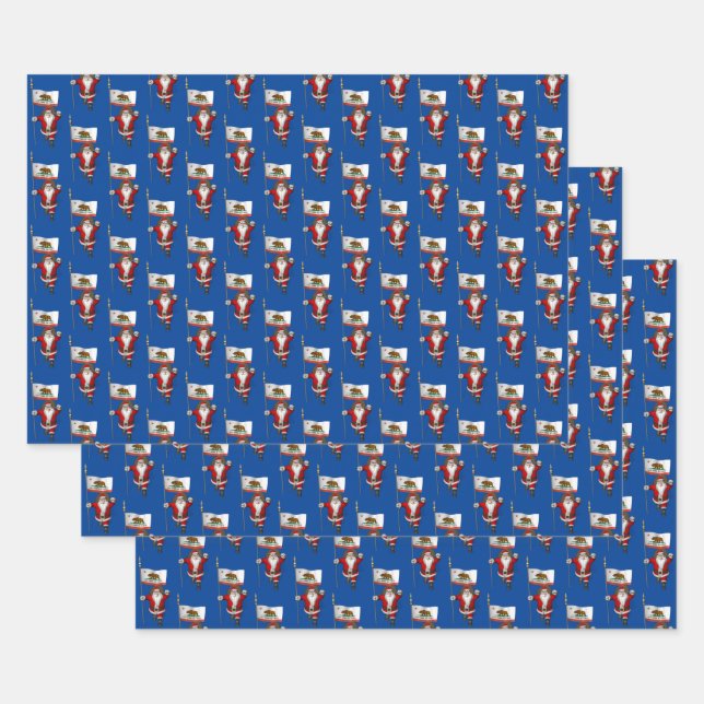 Sweet Santa Claus Visits California Wrapping Paper Sheets (Set)