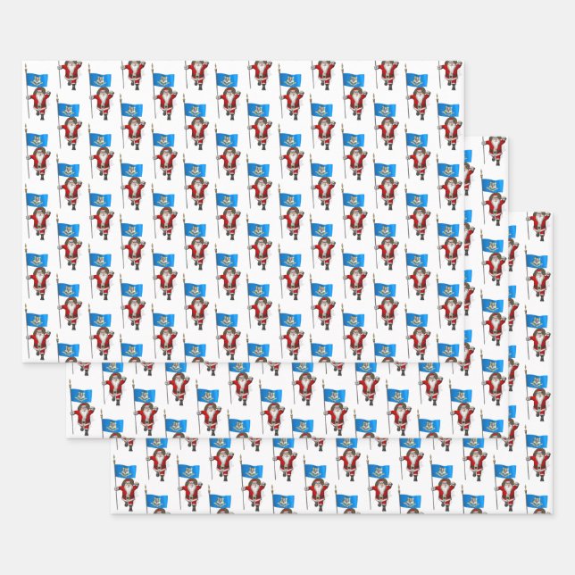 Sweet Santa Claus Visits Connecticut Wrapping Paper Sheets (Set)