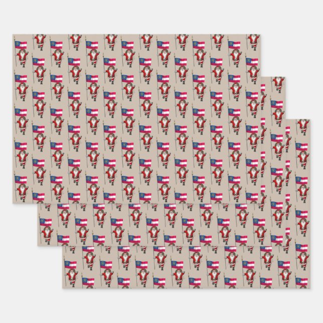 Sweet Santa Claus Visits Georgia Wrapping Paper Sheets (Set)