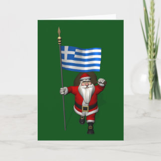 Sweet Santa Claus Visits Greece Holiday Card