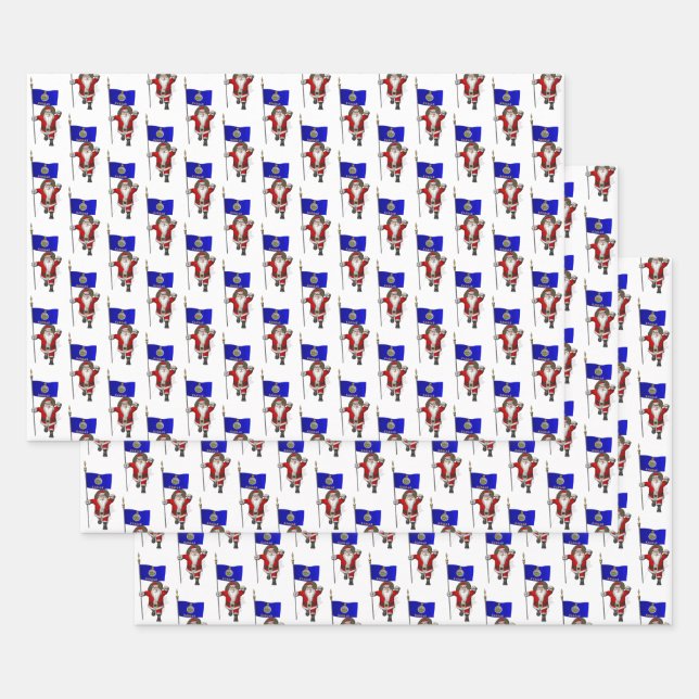 Sweet Santa Claus Visits Kansas Wrapping Paper Sheets (Set)