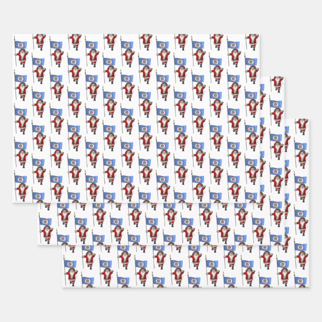 Sweet Santa Claus Visits Minnesota Wrapping Paper Sheets (Set)