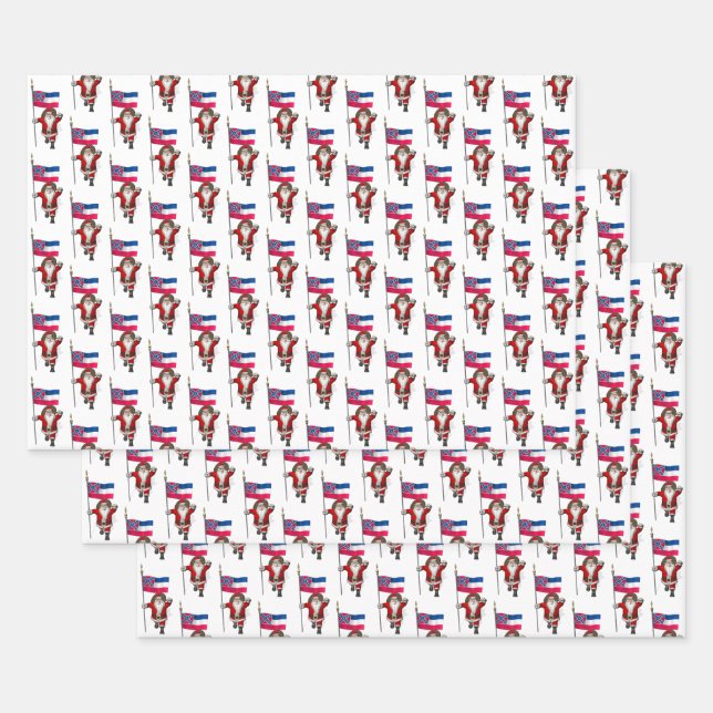 Sweet Santa Claus Visits Mississippi Wrapping Paper Sheets (Set)