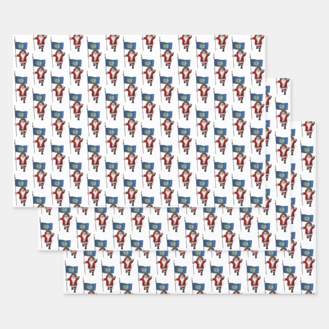 Sweet Santa Claus Visits Nebraska Wrapping Paper Sheets (Set)