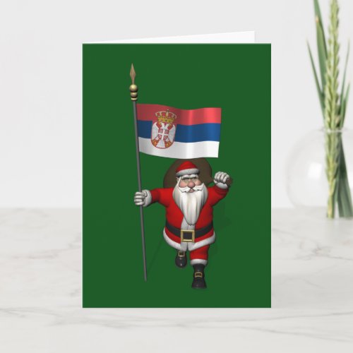 Sweet Santa Claus Visits Serbia Holiday Card