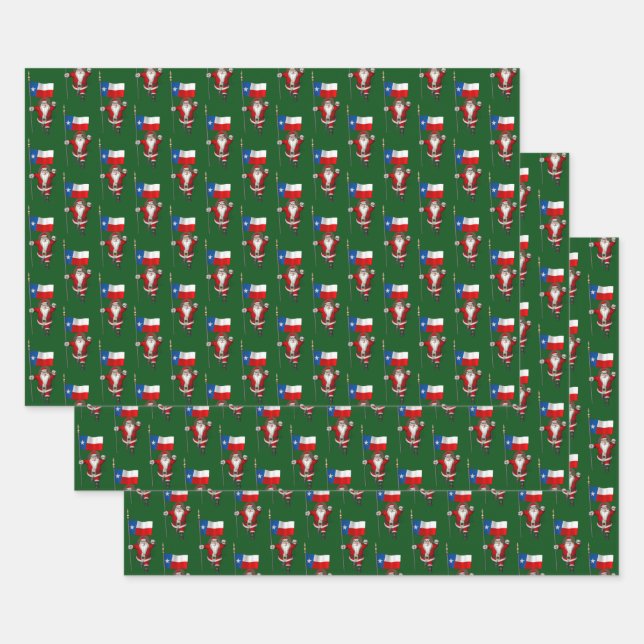 Sweet Santa Claus Visits Texas Wrapping Paper Sheets (Set)