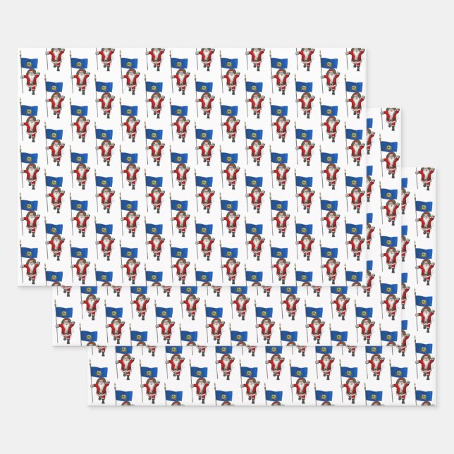 Sweet Santa Claus Visits Vermont Wrapping Paper Sheets (Set)