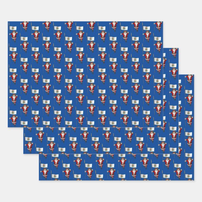 Sweet Santa Claus Visits West Virginia Wrapping Paper Sheets (Set)