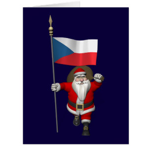 Sweet Santa Claus With Ensign Of Czech Republic Cards