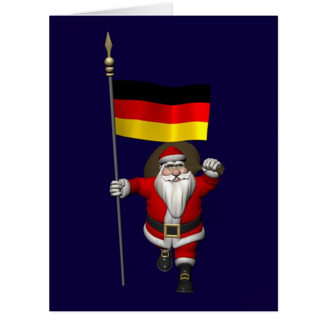 Sweet Santa Claus With Ensign Of Germany Cards (Front)