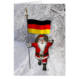 Sweet Santa Claus With Ensign Of Germany Cards