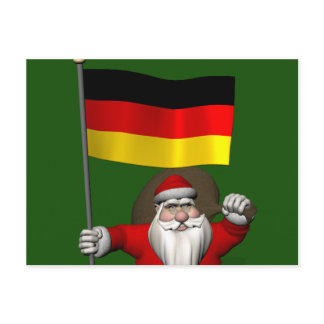Sweet Santa Claus With Ensign Of Germany Holiday Postcard