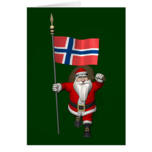 Sweet Santa Claus With Ensign Of Norway Cards