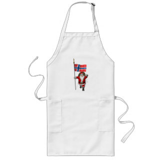 Sweet Santa Claus With Ensign Of Norway Long Apron