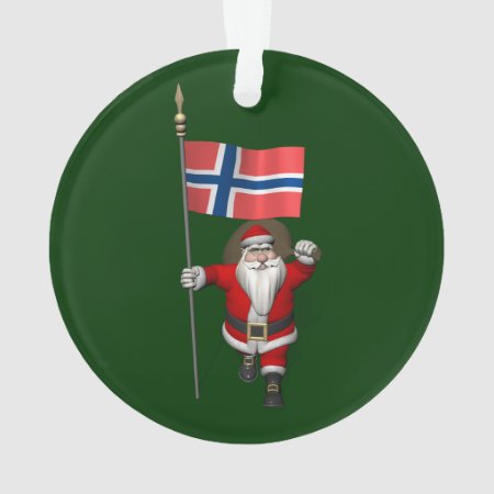 Sweet Santa Claus With Ensign Of Norway Ornament