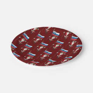 Sweet Santa Claus With Ensign Of Slovenia Paper Plates