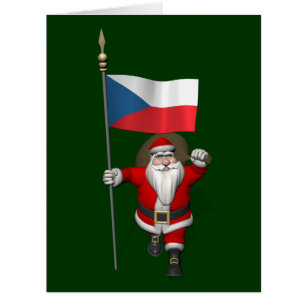 Sweet Santa Claus With Flag Of Czech Republic Cards