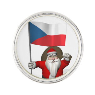Sweet Santa Claus With Flag Of Czech Republic Pin